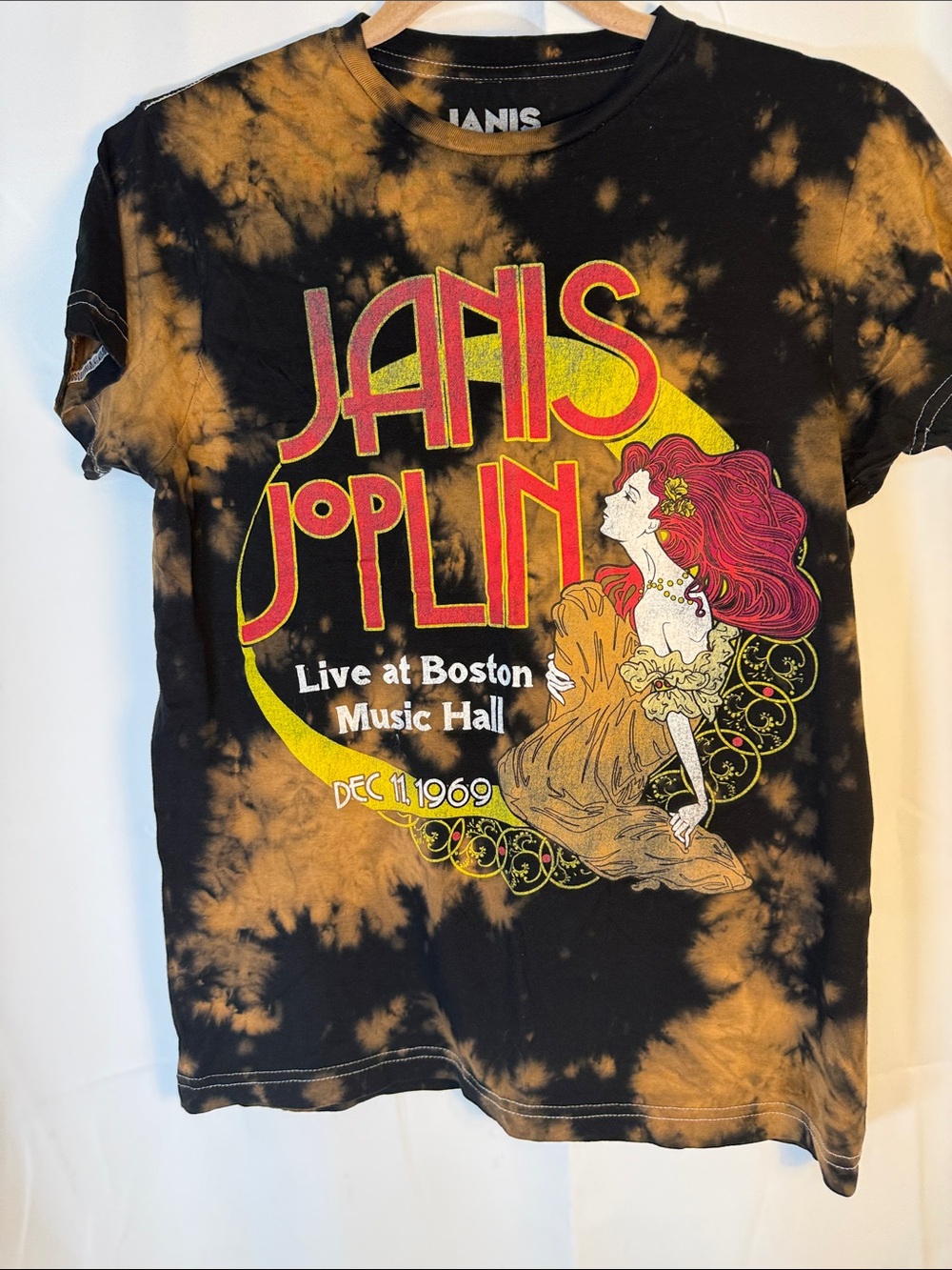 Janis Joplin Kids Tie-Dye Graphic Tee - Black & Orange size S